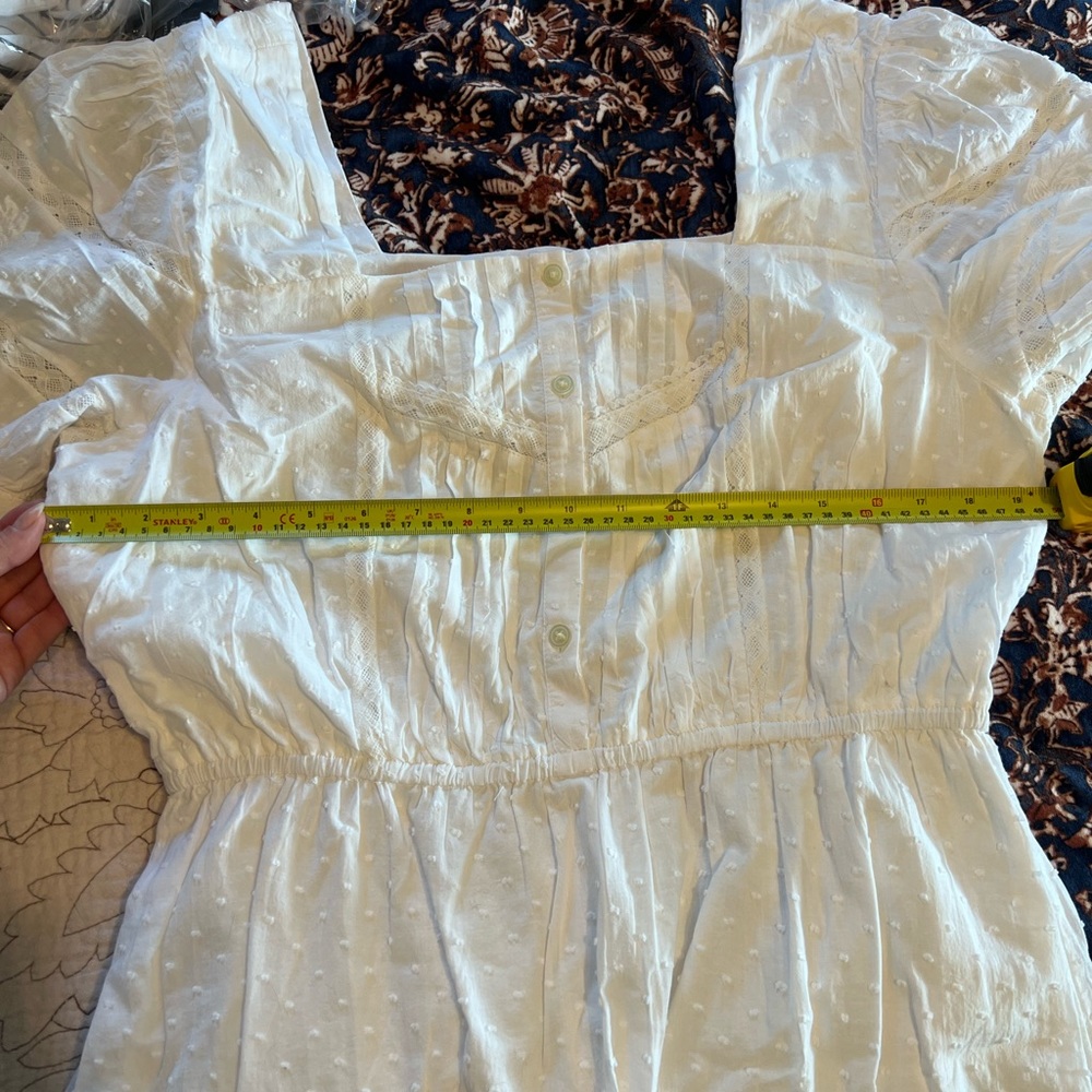 Loft dotted lace trim square neck midi dress - Picture 6 of 6